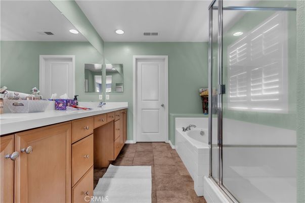 Bathroom, Dual Sink Vanities, Glass Shower, Interior, Recessed Lighting