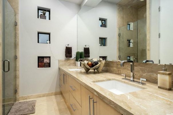 Bathroom, Dual Sink Vanities, Glass Shower, Interior