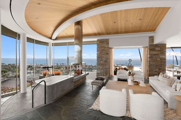 Interior, Living room, Stone Walls, Water, Wooden Ceilings