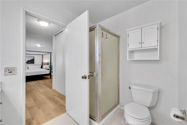 Bathroom, Bedroom, Glass Shower, Interior, Wood Texture Flooring