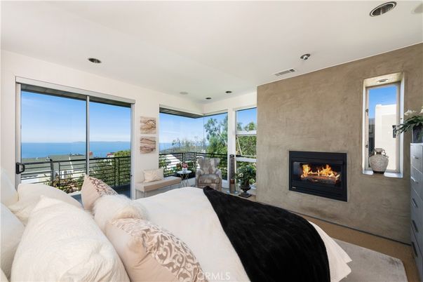 Bedroom, Fireplace, Interior, Recessed Lighting, Water