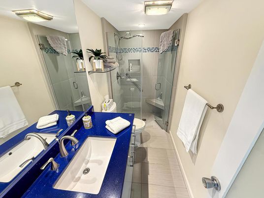 Bathroom, Dual Sink Vanities, Glass Shower, Interior