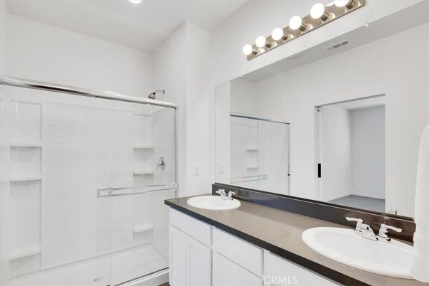 Bathroom, Dual Sink Vanities, Glass Shower, Interior, Recessed Lighting