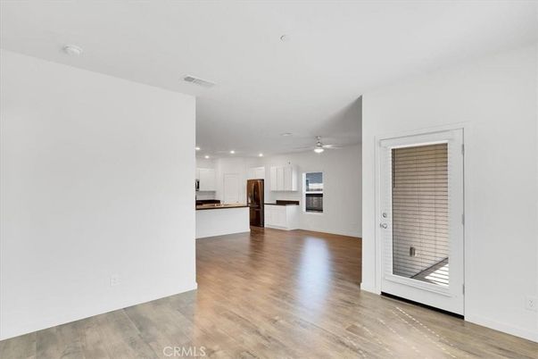 Empty room, Interior, Kitchen, Recessed Lighting, Wood Texture Flooring