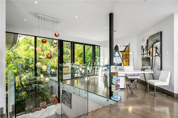 Home Office, Interior, Pendant Lights, Recessed Lighting, Wood Texture Flooring
