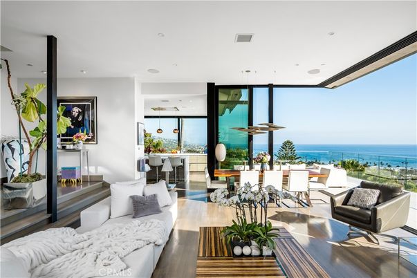Interior, Living room, Pendant Lights, Recessed Lighting, Water, Wood Texture Flooring