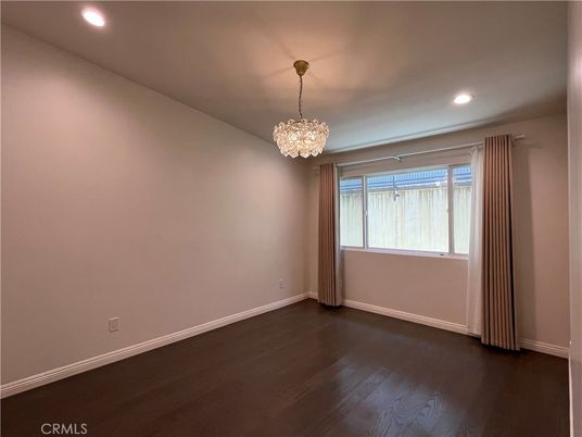 Chandelier, Empty room, Interior, Recessed Lighting, Wood Texture Flooring