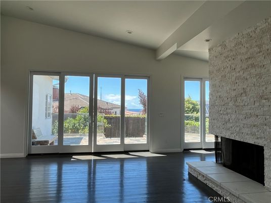 Empty room, Fireplace, Interior, Recessed Lighting, Wood Texture Flooring