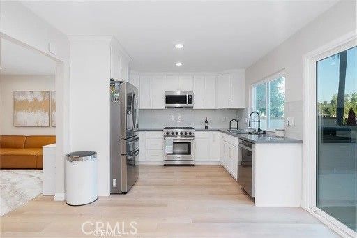 Interior, Kitchen, Living room, Recessed Lighting, Stainless Steel Appliances, Wood Texture Flooring