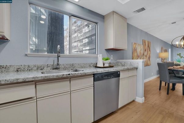 Dining room, Interior, Kitchen, Recessed Lighting, Wood Texture Flooring