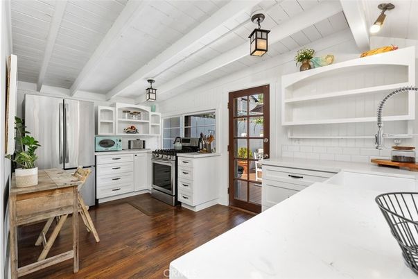 Interior, Kitchen, Stainless Steel Appliances, Wood Texture Flooring