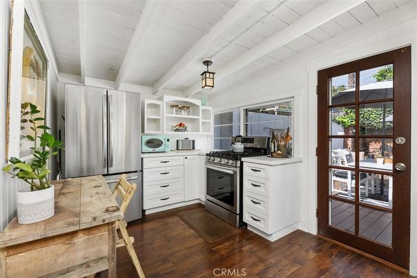 Interior, Kitchen, Pendant Lights, Stainless Steel Appliances, Wood Texture Flooring