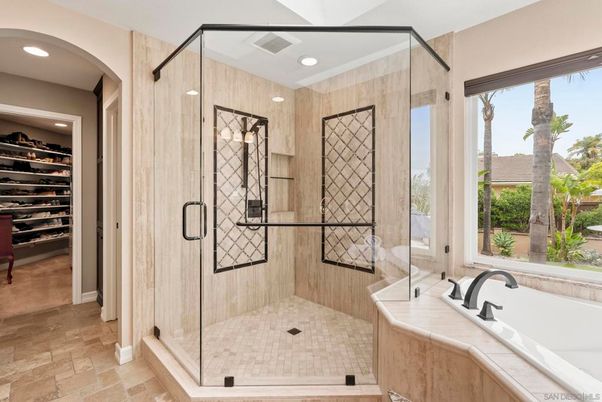 Bathroom, Glass Shower, Interior, Recessed Lighting