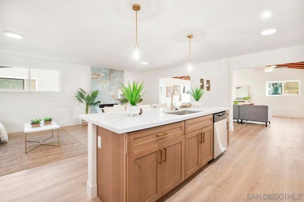Interior, Kitchen, Pendant Lights, Recessed Lighting, Wood Texture Flooring