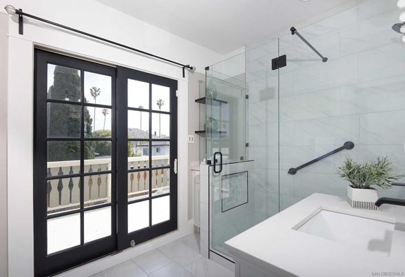 Bathroom, Glass Shower, Interior, Marble Walls