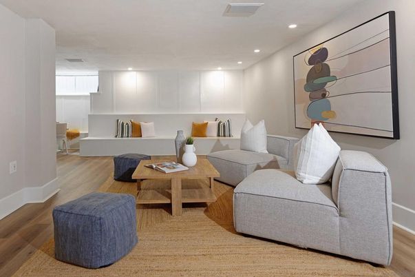 Interior, Living room, Recessed Lighting, Wood Texture Flooring