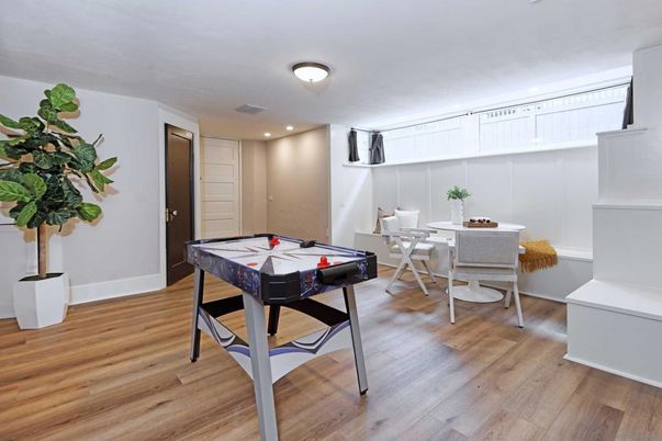 Game Room, Interior, Recessed Lighting, Wood Texture Flooring