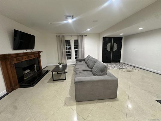 Fireplace, Interior, Living room, Recessed Lighting