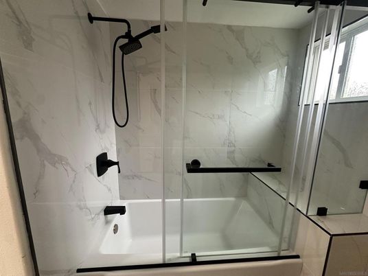 Bathroom, Glass Shower, Interior, Marble Walls