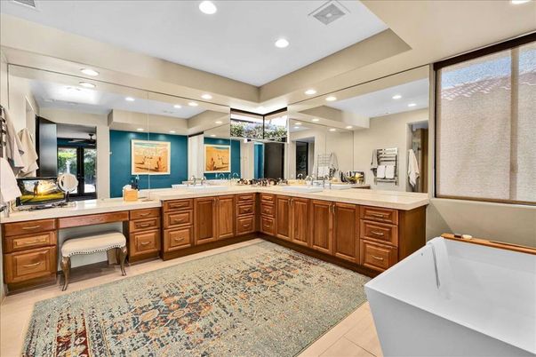 Bathroom, Dual Sink Vanities, Free Standing Baths, Interior, Recessed Lighting