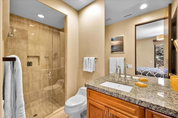Bathroom, Glass Shower, Interior, Recessed Lighting