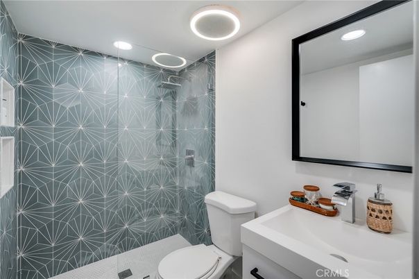 Bathroom, Glass Shower, Interior, Recessed Lighting