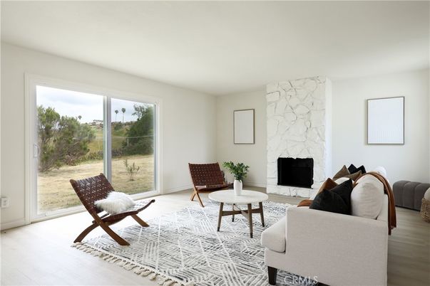 Fireplace, Interior, Living room, Stone Walls, Wood Texture Flooring
