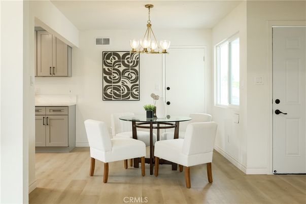 Chandelier, Dining room, Interior, Pendant Lights, Wood Texture Flooring