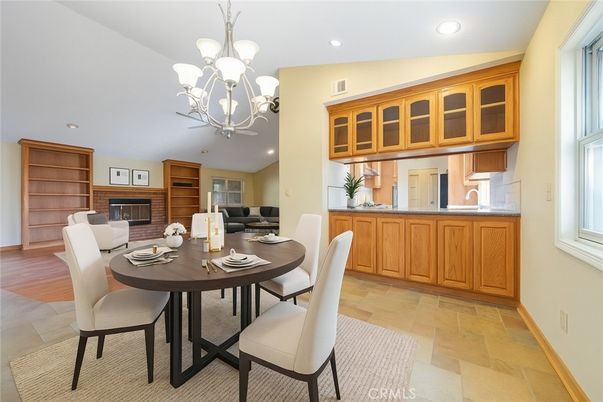 Chandelier, Dining room, Fireplace, Interior, Recessed Lighting