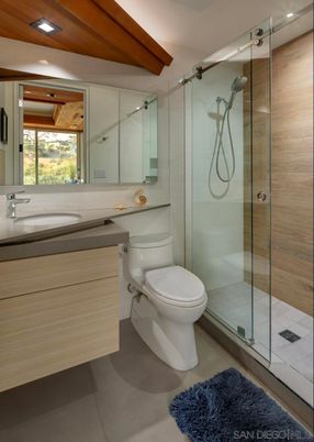 Bathroom, Glass Shower, Interior, Recessed Lighting