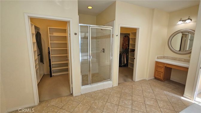 Bathroom, Glass Shower, Interior, Recessed Lighting, Walk-in Closets
