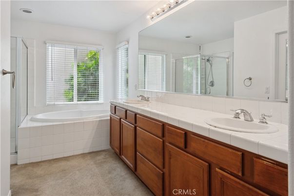 Bathroom, Dual Sink Vanities, Glass Shower, Interior, Tile Countertops