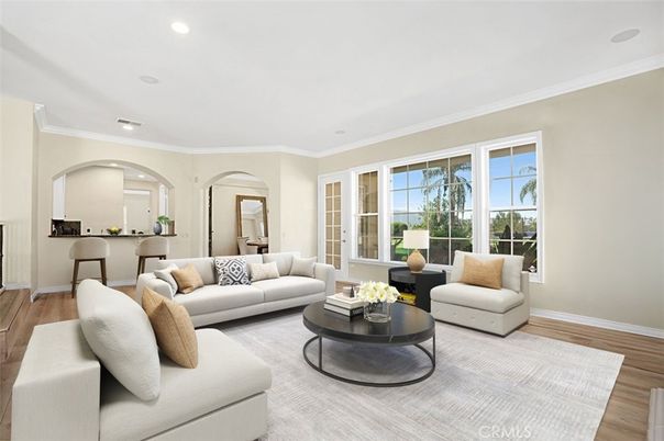 Interior, Living room, Recessed Lighting, Wood Texture Flooring