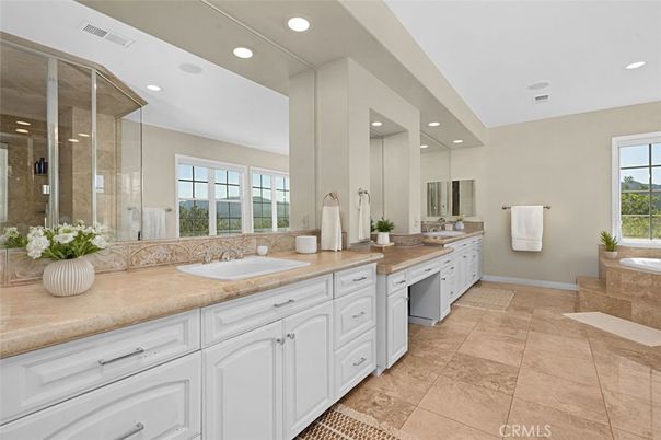 Bathroom, Dual Sink Vanities, Glass Shower, Interior, Recessed Lighting