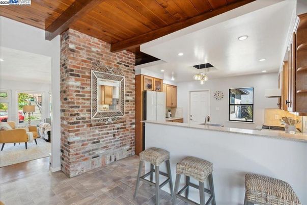 Interior, Kitchen, Recessed Lighting, Stone Walls, Wooden Beams, Wooden Ceilings