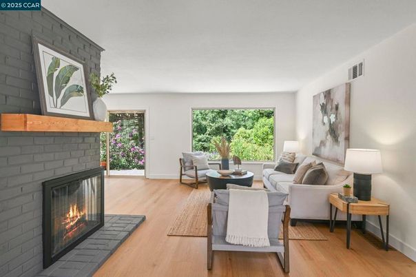 Fireplace, Interior, Living room, Stone Walls, Wood Texture Flooring