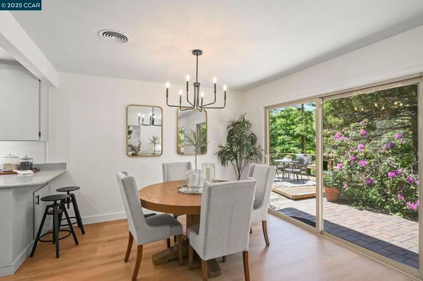 Chandelier, Dining room, Interior, Wood Texture Flooring