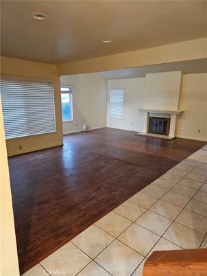Empty room, Fireplace, Interior, Recessed Lighting, Wood Texture Flooring
