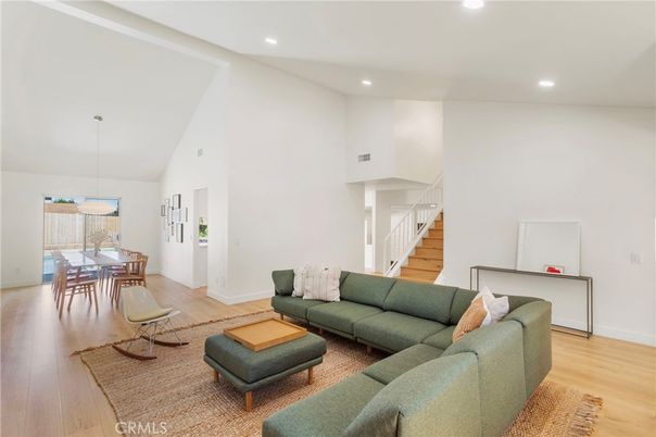 Dining room, Interior, Living room, Pendant Lights, Recessed Lighting, Wood Texture Flooring
