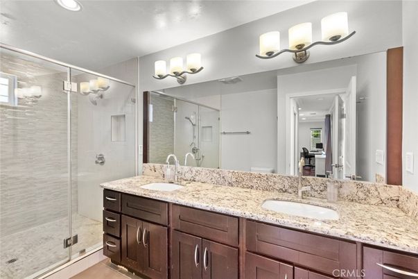 Bathroom, Dual Sink Vanities, Glass Shower, Interior, Recessed Lighting