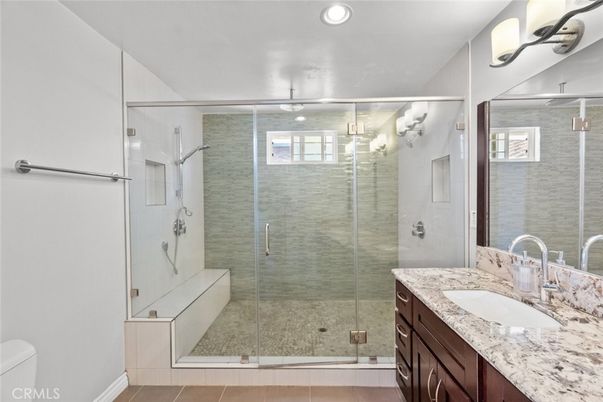 Bathroom, Dual Sink Vanities, Glass Shower, Interior, Recessed Lighting