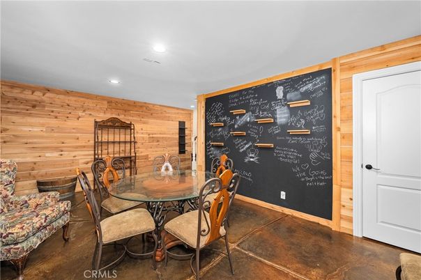 Dining room, Interior, Recessed Lighting, Wooden Walls