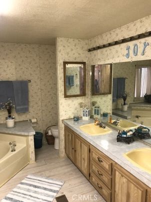 Bathroom, Dual Sink Vanities, Interior, Tile Countertops, Wood Texture Flooring