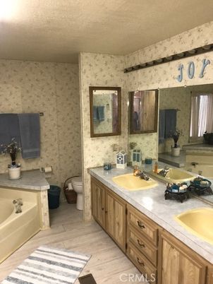 Bathroom, Dual Sink Vanities, Interior, Tile Countertops, Wood Texture Flooring