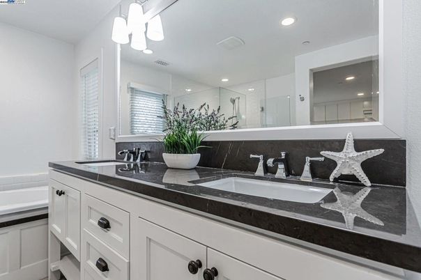 Bathroom, Dual Sink Vanities, Glass Shower, Interior, Recessed Lighting