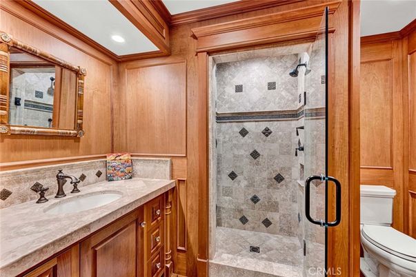 Bathroom, Glass Shower, Interior, Recessed Lighting