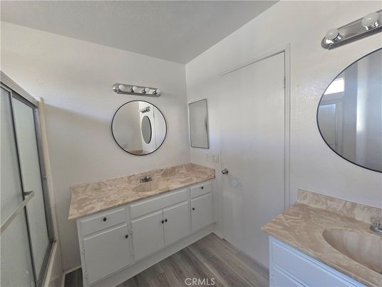 Bathroom, Dual Sink Vanities, Interior, Wood Texture Flooring