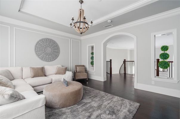 Chandelier, Interior, Living room, Wood Texture Flooring