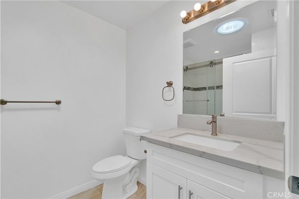 Bathroom, Glass Shower, Interior, Wood Texture Flooring