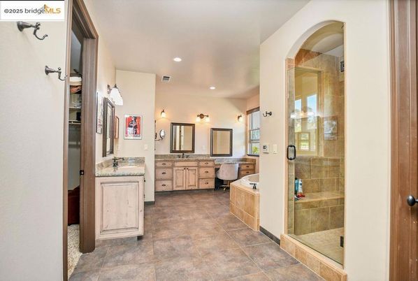Bathroom, Dual Sink Vanities, Glass Shower, Interior, Recessed Lighting